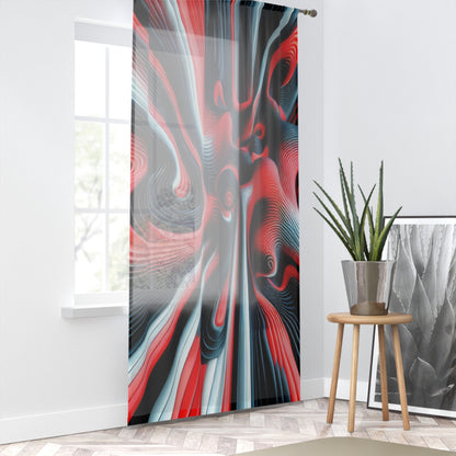 Abstract Red and Blue Art Window Curtain – Modern Home Decor for Stylish Interiors