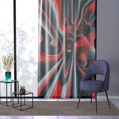 Abstract Red and Blue Art Window Curtain – Modern Home Decor for Stylish Interiors