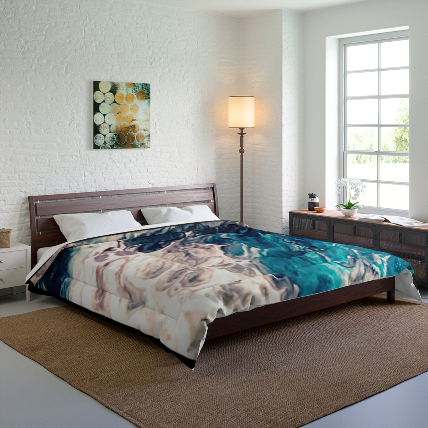 Ocean-Inspired Comforter - Cozy Abstract Waves Bedding for Relaxed Interiors and Beach Lovers