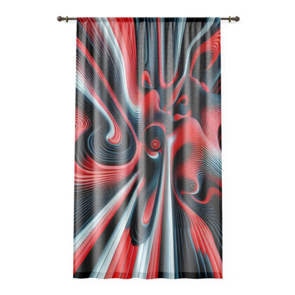 Abstract Red and Blue Art Window Curtain – Modern Home Decor for Stylish Interiors